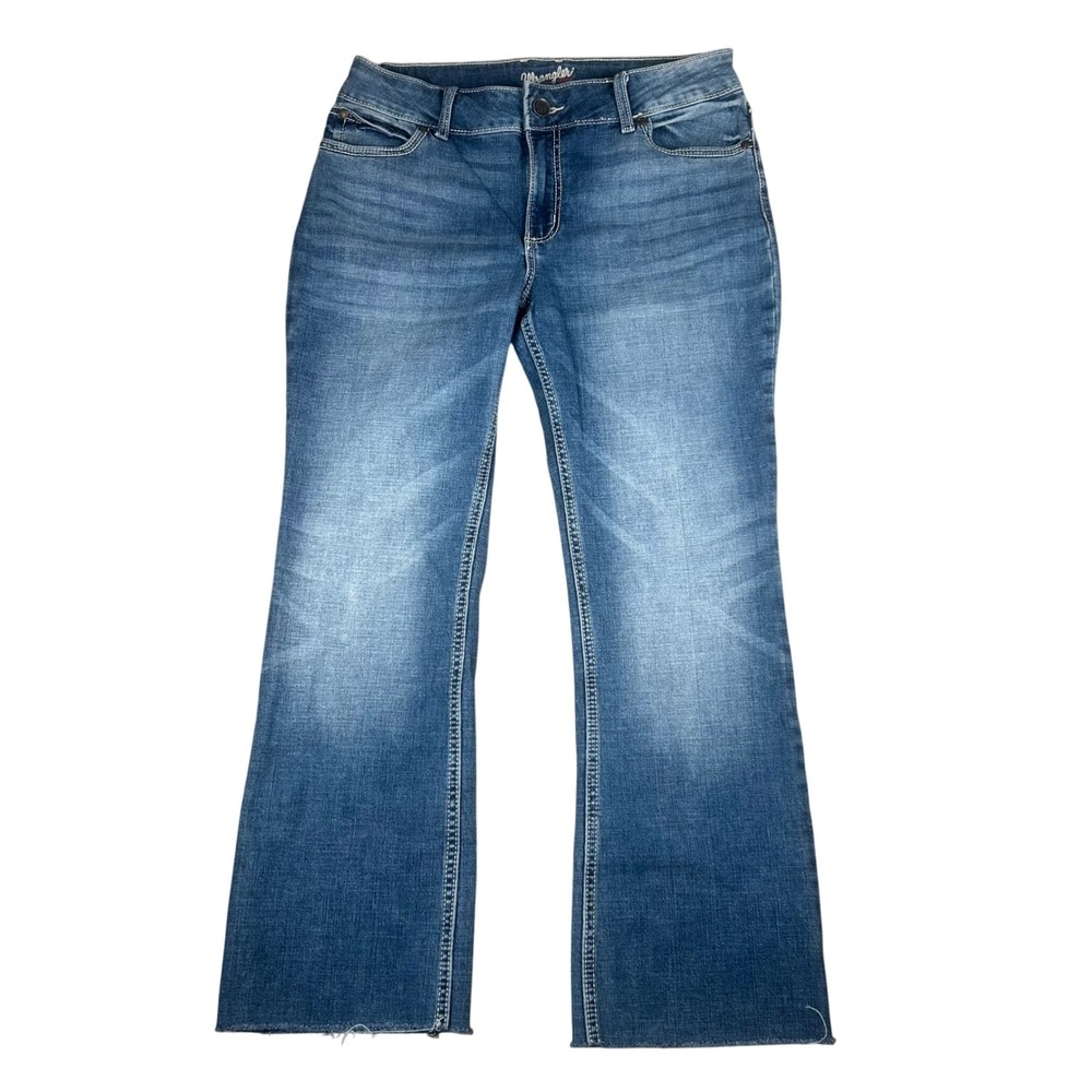 Wrangler Womens Boot Cut Jeans Medium Wash Raw Hem 1009MWZDW Size 13x34 (Hemmed)